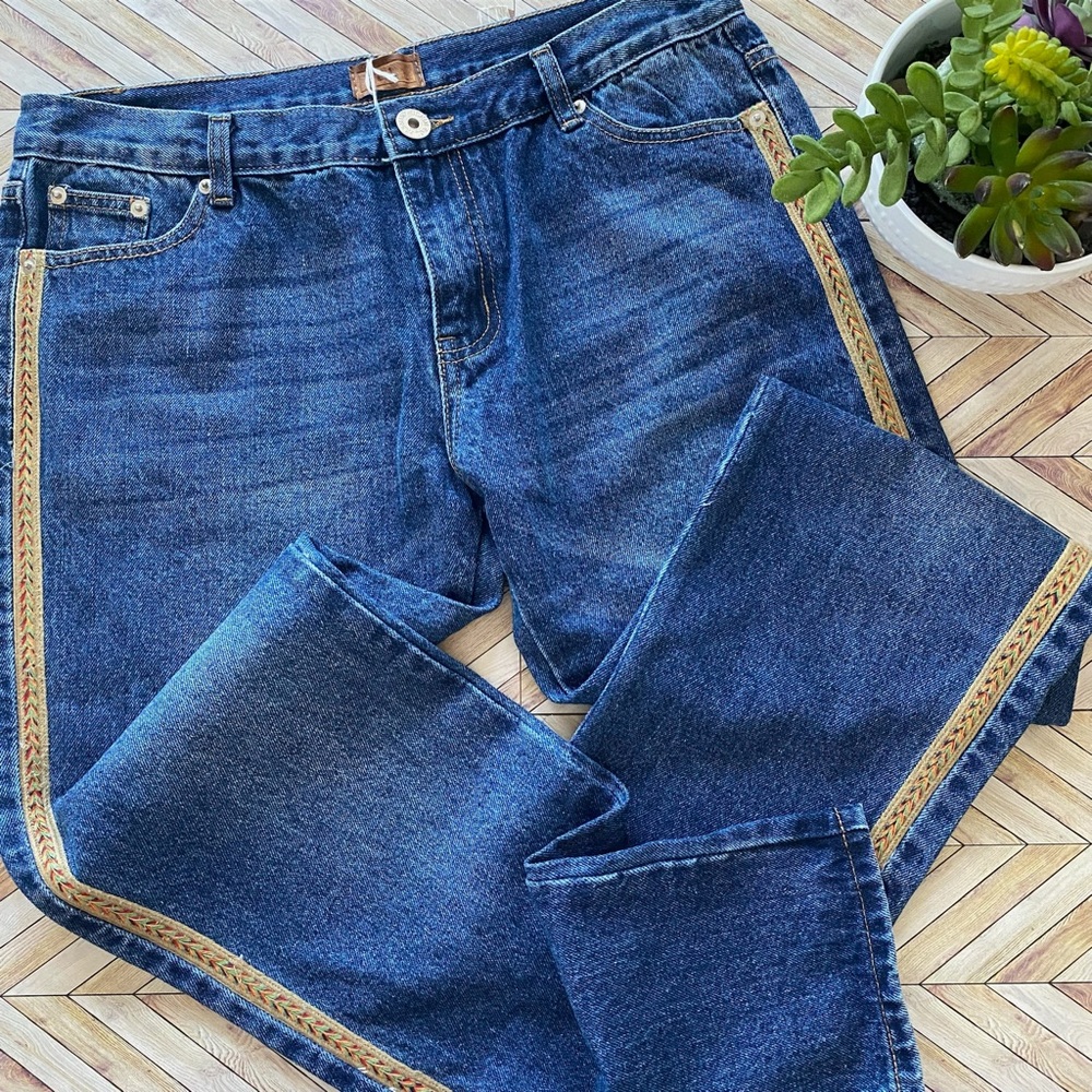 POL Low Rise Straight Denim Embroidered Jeans L